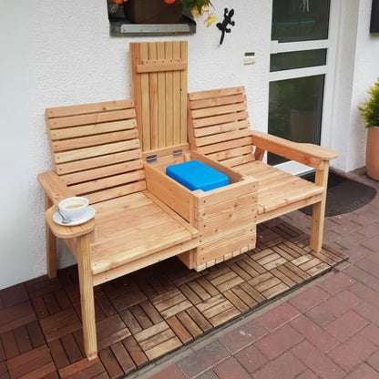Outdoor 3-in-1 Bench PDF Plan – DIY Double Seating with Hidden Cooler & Flip-Top Table