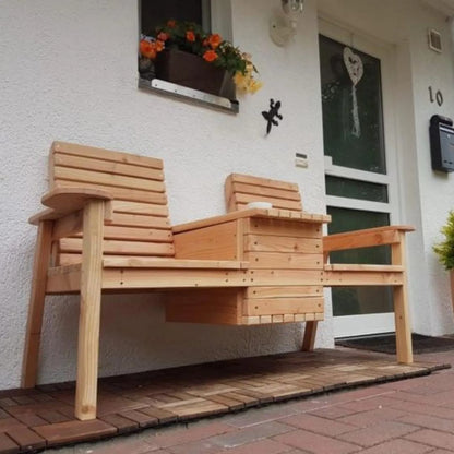 Outdoor 3-in-1 Bench PDF Plan – DIY Double Seating with Hidden Cooler & Flip-Top Table