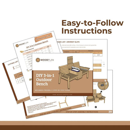 Outdoor 3-in-1 Bench PDF Plan – DIY Double Seating with Hidden Cooler & Flip-Top Table
