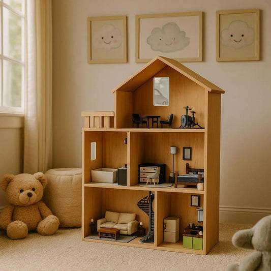 Dollhouse Plan PDF: Three-Level Modern Design with Balcony (Digital Download)