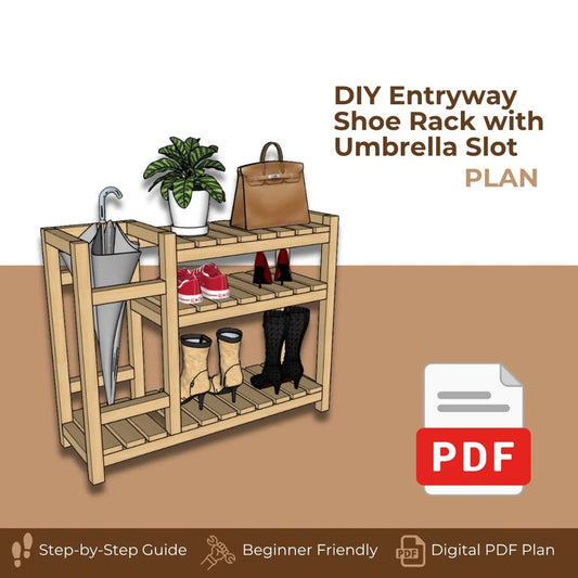 DIY Slim Entryway Shoe Rack with Umbrella Slot | Beginner-Friendly Woodworking Plan | Instant PDF Download