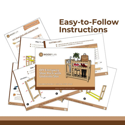 DIY Slim Entryway Shoe Rack with Umbrella Slot | Beginner-Friendly Woodworking Plan | Instant PDF Download