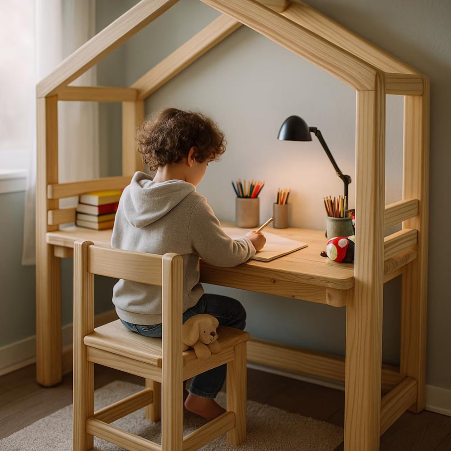 Kids Adjustable Study Desk and Chair Woodworking Plan (PDF Download