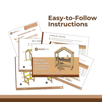 Kids Adjustable Study Desk and Chair Woodworking Plan (PDF Download